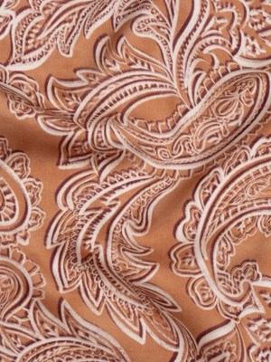 Polyester Satin – Tan, Cream and Brown Paisley – Mood Exclusive Spice Scroll Print Polyester Satin – Tan, Cream and Brown Paisley – Mood Exclusive Spice Scroll Print