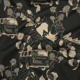 Brushed Cotton Woven – Charcoal and Beige Van in Nature – Mood Exclusive Scenic Route Print Brushed Cotton Woven – Charcoal and Beige Van in Nature – Mood Exclusive Scenic Route Print