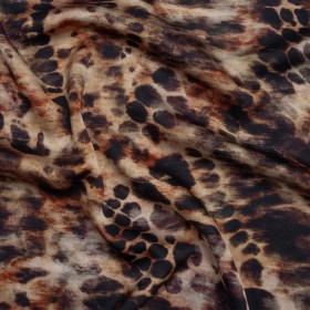 Polyester Satin – Black, Russet and Beige Abstract Animal-Like Spots – Mood Exclusive Savanna Blur Print Polyester Satin – Black, Russet and Beige Abstract Animal-Like Spots – Mood Exclusive Savanna Blur Print