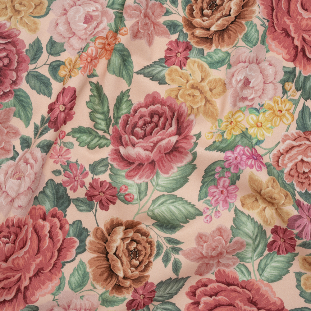 Brushed Cotton Woven – Coral Pink, Yellow and Green Flowers on Peach – Mood Exclusive Briar Lane Print Brushed Cotton Woven – Coral Pink, Yellow and Green Flowers on Peach – Mood Exclusive Briar Lane Print