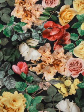 Brushed Cotton Woven – Red, Green and Yellow Photorealistic Florals – Mood Exclusive Botanica Viva Print Brushed Cotton Woven – Red, Green and Yellow Photorealistic Florals – Mood Exclusive Botanica Viva Print