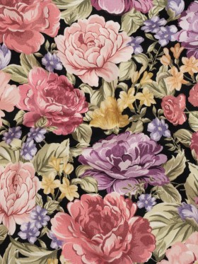 Brushed Cotton Woven – Rose Pink, Purple and Black Blooming Flowers – Mood Exclusive Tender Bloom Print Brushed Cotton Woven – Rose Pink, Purple and Black Blooming Flowers – Mood Exclusive Tender Bloom Print