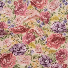 Brushed Cotton Woven – Pale Pink, Purple and Rose Red Blooming Flowers – Mood Exclusive Tender Bloom Print Brushed Cotton Woven – Pale Pink, Purple and Rose Red Blooming Flowers – Mood Exclusive Tender Bloom Print