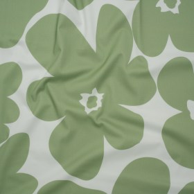 Brushed Cotton Woven – White and Sage Green Big Simple Flowers – Mood Exclusive Floral Figures Print Brushed Cotton Woven – White and Sage Green Big Simple Flowers – Mood Exclusive Floral Figures Print