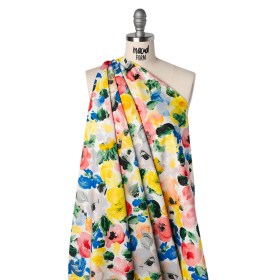 Brushed Cotton Woven – Red, Yellow and Blue Painted Roses – Mood Exclusive Palette of Petals Print Brushed Cotton Woven – Red, Yellow and Blue Painted Roses – Mood Exclusive Palette of Petals Print