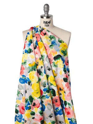 Brushed Cotton Woven – Red, Yellow and Blue Painted Roses – Mood Exclusive Palette of Petals Print Brushed Cotton Woven – Red, Yellow and Blue Painted Roses – Mood Exclusive Palette of Petals Print