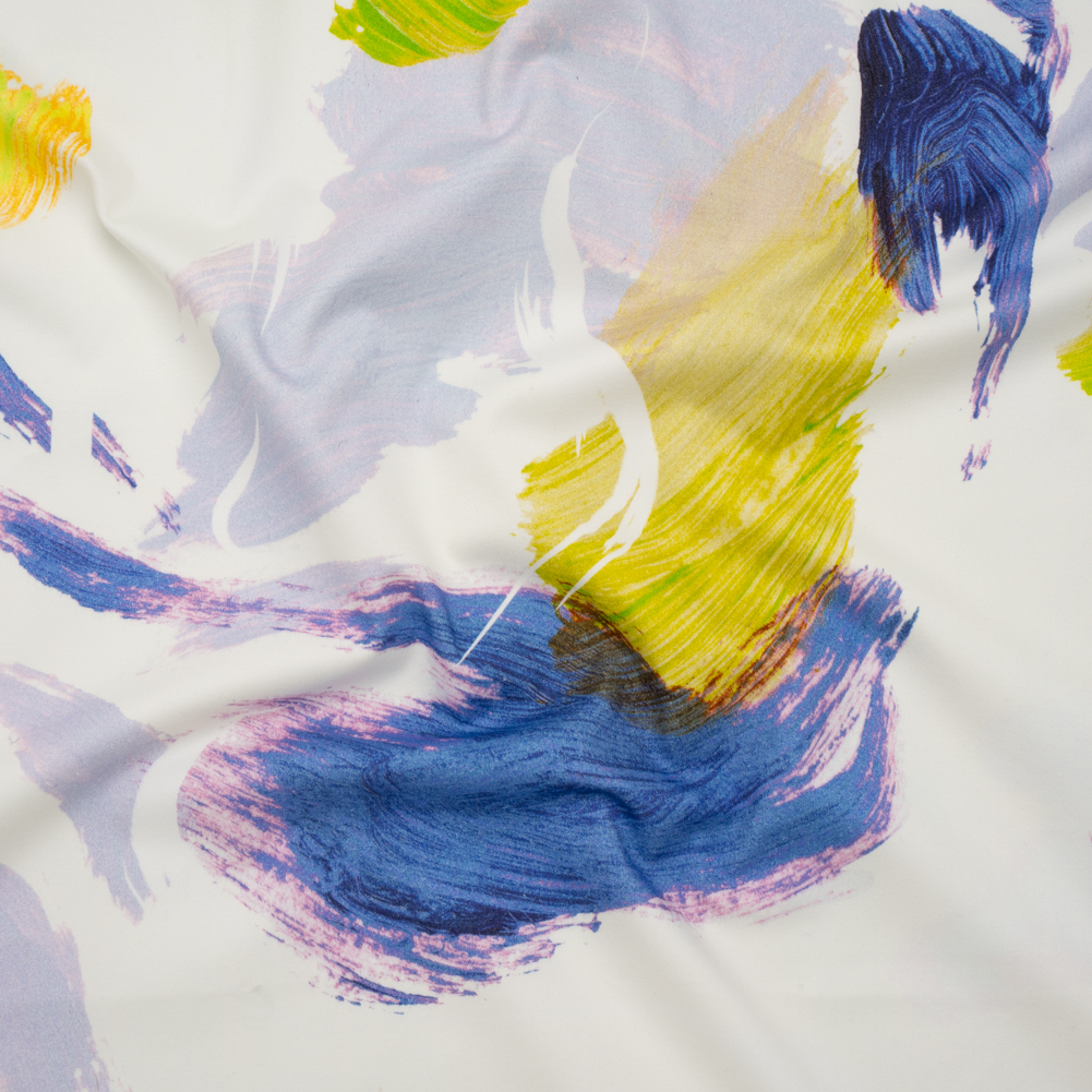 Brushed Cotton Woven – Chartreuse, Blue and Pale Purple Big Brush Strokes – Mood Exclusive Color Study Print Brushed Cotton Woven – Chartreuse, Blue and Pale Purple Big Brush Strokes – Mood Exclusive Color Study Print