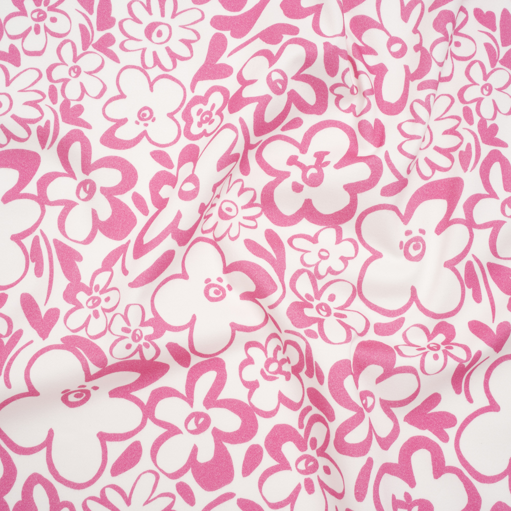 Brushed Cotton Woven – Pink and Off White Flower Doodles – Mood Exclusive Sweet Scribbles Print Brushed Cotton Woven – Pink and Off White Flower Doodles – Mood Exclusive Sweet Scribbles Print