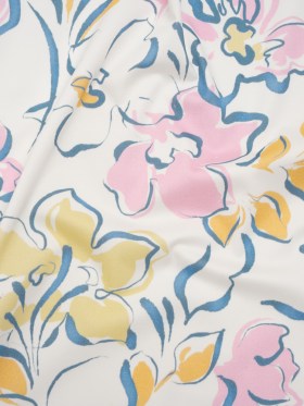 Brushed Cotton Woven – Baby Pink, Light Blue and Creamsicle Ink Brush Flowers – Mood Exclusive Pastel Botanica Print Brushed Cotton Woven – Baby Pink, Light Blue and Creamsicle Ink Brush Flowers – Mood Exclusive Pastel Botanica Print