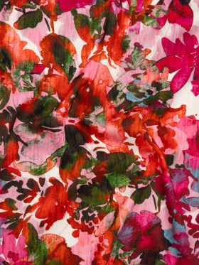 Brushed Cotton Woven – Fuchsia Pink, Red and Light Blue Striated Painted Flowers – Mood Exclusive Painterโs Bouquet Print Brushed Cotton Woven – Fuchsia Pink, Red and Light Blue Striated Painted Flowers – Mood Exclusive Painterโs Bouquet Print