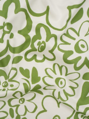 Brushed Cotton Woven – Green and Off White Flower Doodles – Mood Exclusive Sweet Scribbles Print Brushed Cotton Woven – Green and Off White Flower Doodles – Mood Exclusive Sweet Scribbles Print