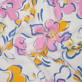 Linen and Rayon Woven – Baby Pink, Light Blue and Creamsicle Ink Brush Flowers – Mood Exclusive Pastel Botanica Print Linen and Rayon Woven – Baby Pink, Light Blue and Creamsicle Ink Brush Flowers – Mood Exclusive Pastel Botanica Print