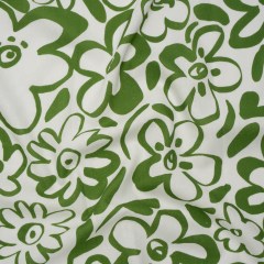 Linen and Rayon Woven – Green and Off White Flower Doodles – Mood Exclusive Sweet Scribbles Print Linen and Rayon Woven – Green and Off White Flower Doodles – Mood Exclusive Sweet Scribbles Print