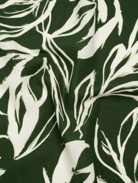 Linen and Rayon Woven – Forest Green and Cream Sketched Flowers – Mood Exclusive Sketchbook Garden Print Linen and Rayon Woven – Forest Green and Cream Sketched Flowers – Mood Exclusive Sketchbook Garden Print