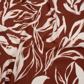 Linen and Rayon Woven – Russet Brown and Cream Sketched Flowers – Mood Exclusive Sketchbook Garden Print Linen and Rayon Woven – Russet Brown and Cream Sketched Flowers – Mood Exclusive Sketchbook Garden Print