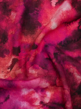 Linen and Rayon Woven – Hot Pink, Purple and Charcoal Abstract Tie Dye – Mood Exclusive Dyed & Delicate Print Linen and Rayon Woven – Hot Pink, Purple and Charcoal Abstract Tie Dye – Mood Exclusive Dyed & Delicate Print