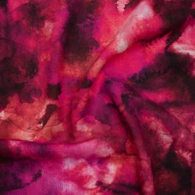 Linen and Rayon Woven – Hot Pink, Purple and Charcoal Abstract Tie Dye – Mood Exclusive Dyed & Delicate Print Linen and Rayon Woven – Hot Pink, Purple and Charcoal Abstract Tie Dye – Mood Exclusive Dyed & Delicate Print
