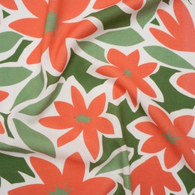 Linen and Rayon Woven – Coral Rose, Sage and Basil Green Flat Flowers – Mood Exclusive Flat Out Florals Print Linen and Rayon Woven – Coral Rose, Sage and Basil Green Flat Flowers – Mood Exclusive Flat Out Florals Print