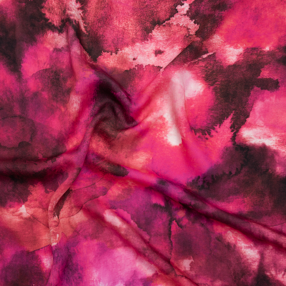 Rayon Challis – Hot Pink, Purple and Charcoal Abstract Tie Dye – Mood Exclusive Pigment Pulse Print Rayon Challis – Hot Pink, Purple and Charcoal Abstract Tie Dye – Mood Exclusive Pigment Pulse Print
