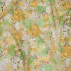 Silk Chiffon Print Made in Italy – Yellow, Green and Lilac Painterly Floral – Deadstock Silk Chiffon Print Made in Italy – Yellow, Green and Lilac Painterly Floral – Deadstock