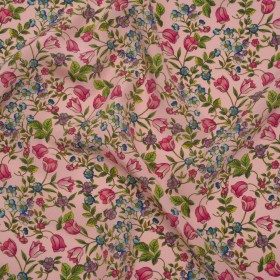 Silk Crepe de Chine Print Made in Italy – Pink, Sky Blue and Green Little Flowers – Deadstock Silk Crepe de Chine Print Made in Italy – Pink, Sky Blue and Green Little Flowers – Deadstock