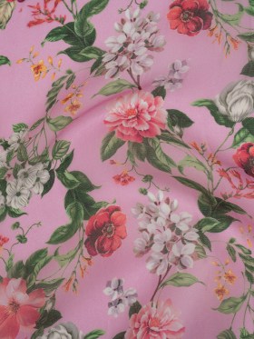 Silk Gazar Print Made in Italy – Pink, Green and White Enchanted Florals – Deadstock Silk Gazar Print Made in Italy – Pink, Green and White Enchanted Florals – Deadstock