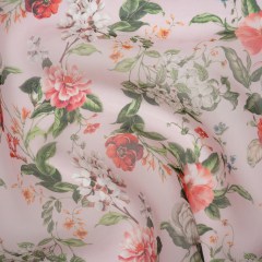 Silk Organza Print Made in Italy – Baby Pink, Coral and Green Floral – Deadstock Silk Organza Print Made in Italy – Baby Pink, Coral and Green Floral – Deadstock