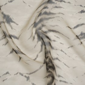 Silk Voile Print Made in Italy – Warm Gray and Black Animal Stripes – Deadstock Silk Voile Print Made in Italy – Warm Gray and Black Animal Stripes – Deadstock