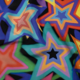 Lightweight Silk Poplin Print Made in Italy – Rainbow on Black Stars – Deadstock Lightweight Silk Poplin Print Made in Italy – Rainbow on Black Stars – Deadstock