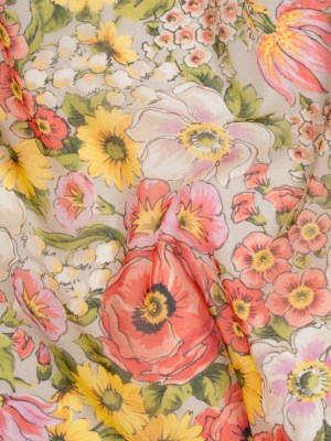 Silk Chiffon Print Made in Italy – Pink, Yellow and Green Flower Garden – Deadstock Silk Chiffon Print Made in Italy – Pink, Yellow and Green Flower Garden – Deadstock