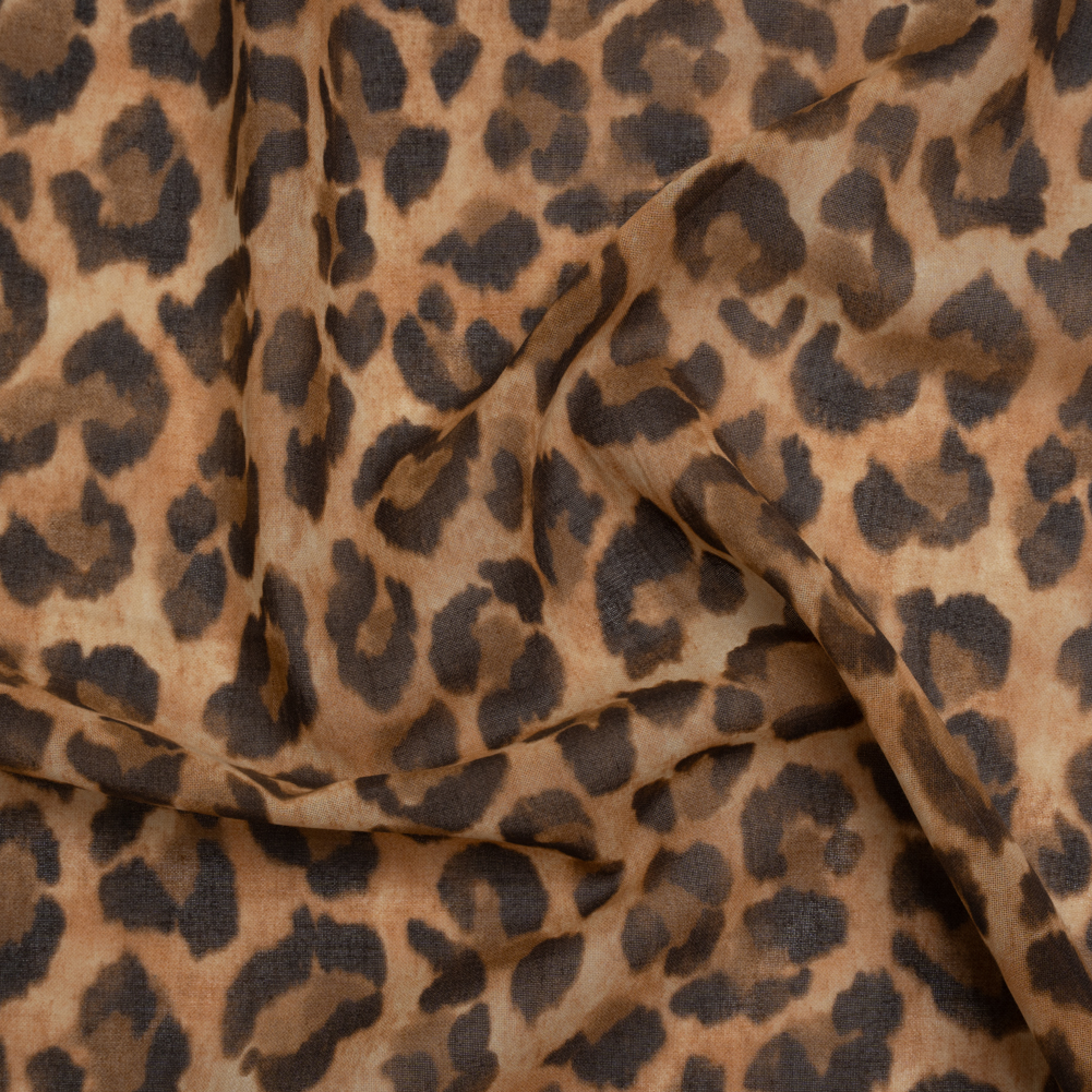 Cotton Lawn Print Made in Italy – Beige, Tan and Dark Brown Cheetah Spots – Deadstock Cotton Lawn Print Made in Italy – Beige, Tan and Dark Brown Cheetah Spots – Deadstock