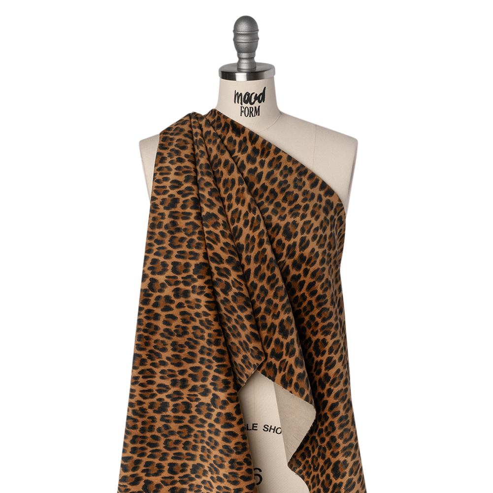 Stretch Cotton Corduroy Print Made in Italy – Tan, Brown and Black Cheetah Spots – Deadstock Stretch Cotton Corduroy Print Made in Italy – Tan, Brown and Black Cheetah Spots – Deadstock