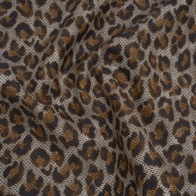 Cotton Birdseye Pique Print Made in Italy – Brown, Tan and Navy Cheetah Spots – Deadstock Cotton Birdseye Pique Print Made in Italy – Brown, Tan and Navy Cheetah Spots – Deadstock