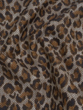 Cotton Birdseye Pique Print Made in Italy – Brown, Tan and Navy Cheetah Spots – Deadstock Cotton Birdseye Pique Print Made in Italy – Brown, Tan and Navy Cheetah Spots – Deadstock