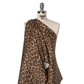 Stretch Cotton Matelasse Print Made in Italy – Beige, Brown and Black Cheetah Print on Diamonds – Deadstock Stretch Cotton Matelasse Print Made in Italy – Beige, Brown and Black Cheetah Print on Diamonds – Deadstock