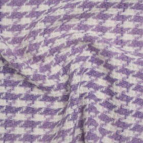 Metallic Wool Blend Tweed Twill Made in Italy – Silver, Light Purple and White Houndstooth Metallic Wool Blend Tweed Twill Made in Italy – Silver, Light Purple and White Houndstooth