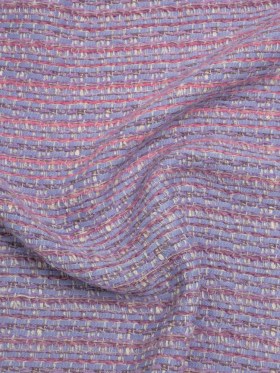 Wool Blend Tweed Woven Made in Italy – Lavender, Baby Blue and Orchid Pink Stripes Wool Blend Tweed Woven Made in Italy – Lavender, Baby Blue and Orchid Pink Stripes