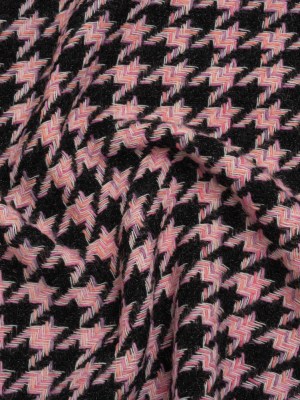 Wool Blend Tweed Twill Made in Italy – Brown, Pink and Creamsicle Houndstooth Wool Blend Tweed Twill Made in Italy – Brown, Pink and Creamsicle Houndstooth