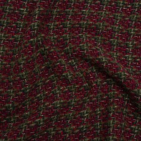 Metallic Wool Blend Tweed Twill Made in Italy – Olive Green, Dark Red and Gold Checks Metallic Wool Blend Tweed Twill Made in Italy – Olive Green, Dark Red and Gold Checks
