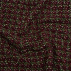Metallic Wool Blend Tweed Twill Made in Italy – Bright Green, Burgundy and Gold Checks Metallic Wool Blend Tweed Twill Made in Italy – Bright Green, Burgundy and Gold Checks