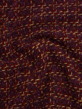 Wool Blend Tweed Twill Made in Italy – Purple, Red and Tan Checks Wool Blend Tweed Twill Made in Italy – Purple, Red and Tan Checks