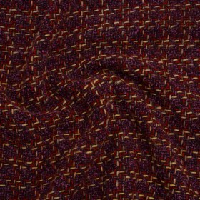Wool Blend Tweed Twill Made in Italy – Purple, Red and Tan Checks Wool Blend Tweed Twill Made in Italy – Purple, Red and Tan Checks