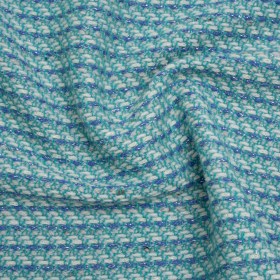 Metallic Wool Blend Tweed Made in Italy – Aqua, Blue and White Metallic Wool Blend Tweed Made in Italy – Aqua, Blue and White