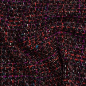 Metallic Wool Blend Tweed Made in Italy – Black, Red and Purple Striated Metallic Wool Blend Tweed Made in Italy – Black, Red and Purple Striated