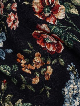 Wool and Polyamide Boucle Jacquard – Blue, Red and Black Classic Florals – Deadstock Wool and Polyamide Boucle Jacquard – Blue, Red and Black Classic Florals – Deadstock