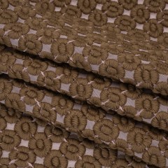 Heavily Embroidered Polyester Crinkled Chiffon – Pink and Brown Flower Dots Heavily Embroidered Polyester Crinkled Chiffon – Pink and Brown Flower Dots