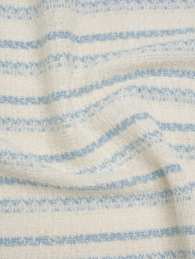 Metallic Wool Blend Loosely Woven Tweed Made in Italy – Off White, Baby Blue and Silver Stripes Metallic Wool Blend Loosely Woven Tweed Made in Italy – Off White, Baby Blue and Silver Stripes