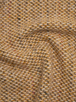 Metallic Wool Blend Tweed Twill Made in Italy – Mustard Yellow, White and Pink Abstract with Baby Sequins Metallic Wool Blend Tweed Twill Made in Italy – Mustard Yellow, White and Pink Abstract with Baby Sequins