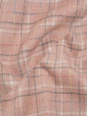 Brushed Wool Double Cloth Coating – Rose Pink, Charcoal and Blue Plaid – Deadstock Brushed Wool Double Cloth Coating – Rose Pink, Charcoal and Blue Plaid – Deadstock