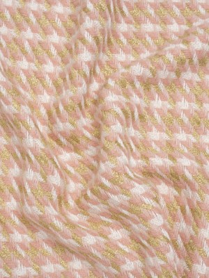 Metallic Wool and Acrylic Tweed Twill – Pink, Gold and White Geometric – Deadstock Metallic Wool and Acrylic Tweed Twill – Pink, Gold and White Geometric – Deadstock
